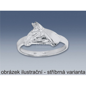 stříbrný pozlacený prsten hlava koně